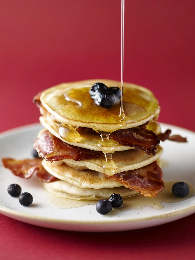 Keto Blueberry Pancakes with bacon